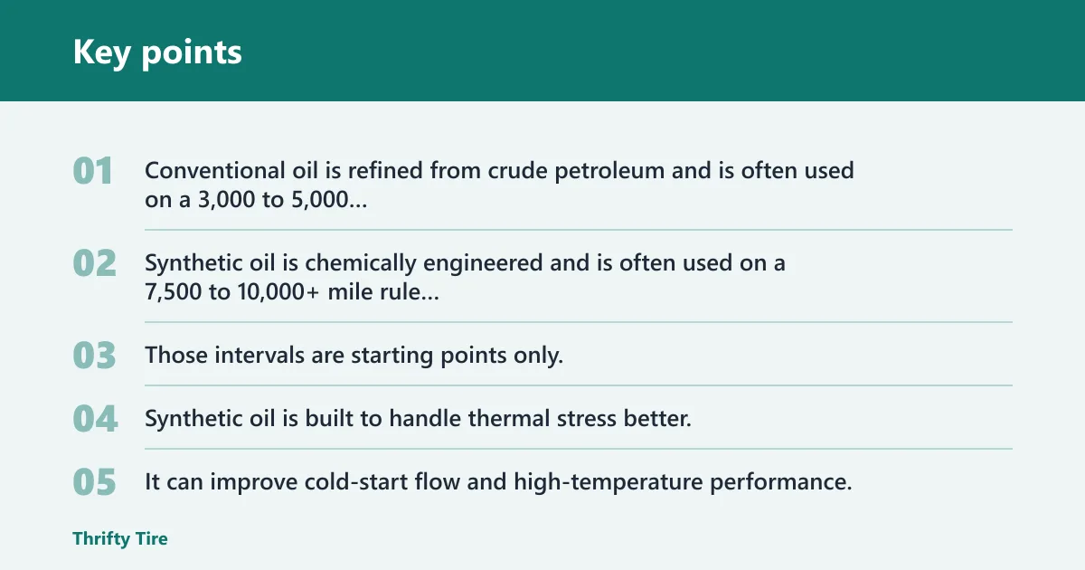 Key points: Synthetic vs conventional oil: the core trade-off