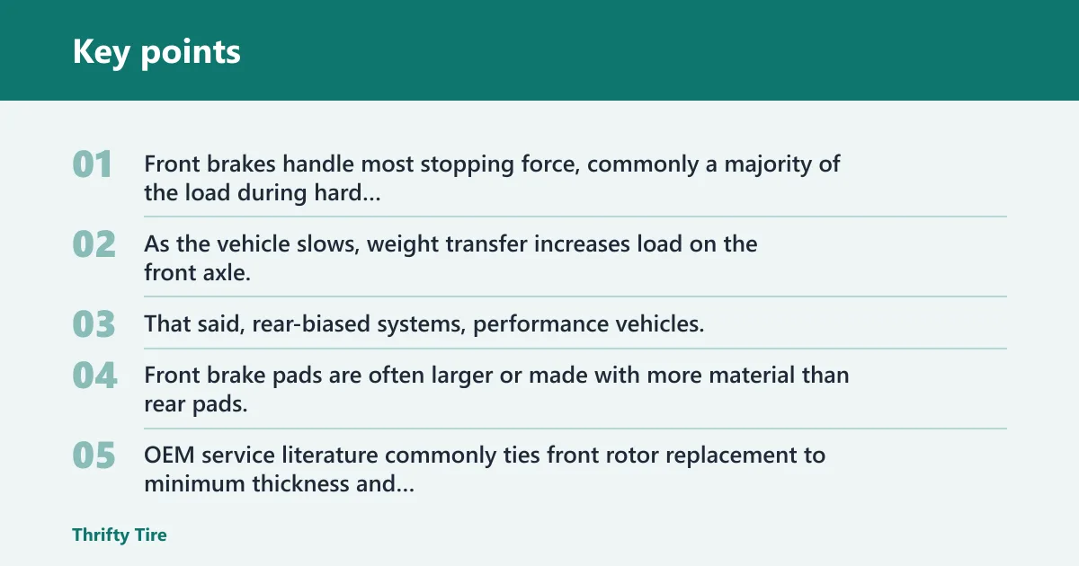 Key points: Why front brakes cost more
